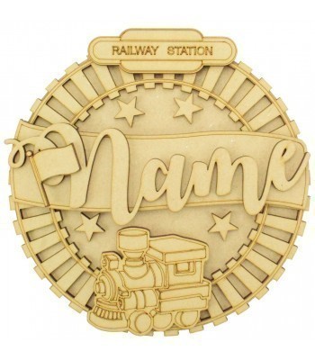 Laser Cut Personalised 3D Detailed Layered Circle Plaque - Train Themed